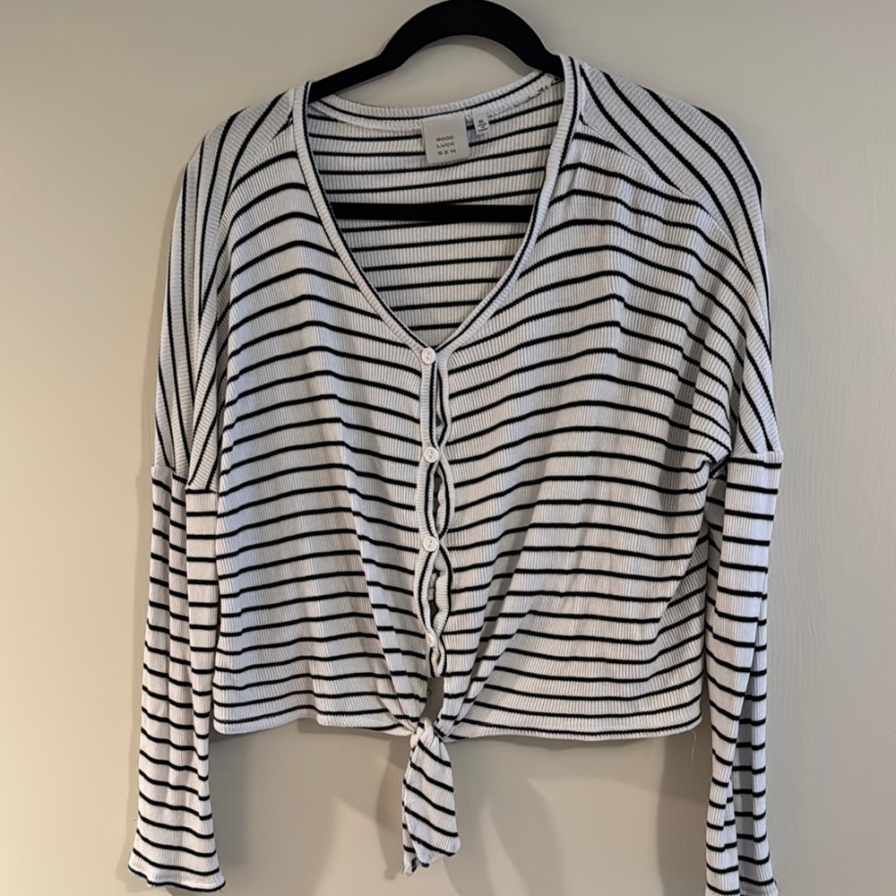 Striped Black and White Women's Top